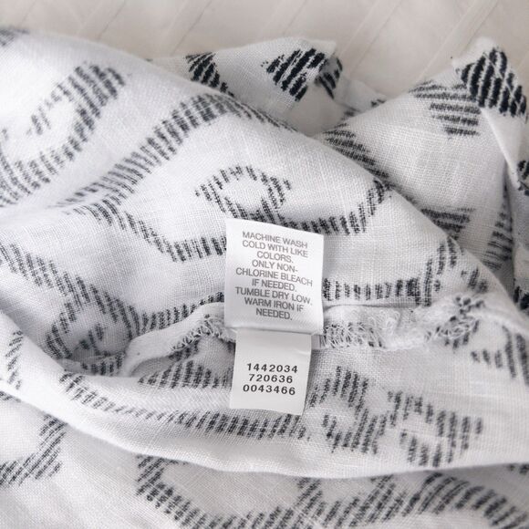 J Jill Love Linen White & Black Patterned Button Up Size L Coastal Lagenlook - Picture 7 of 12